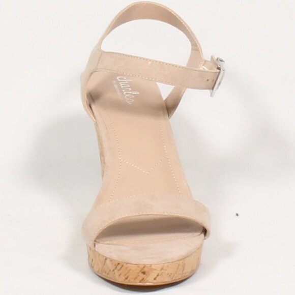 CHARLES David Amputee Cork Wedge Peep Toe New Left Single Shoe High Heel Suede - Picture 2 of 5